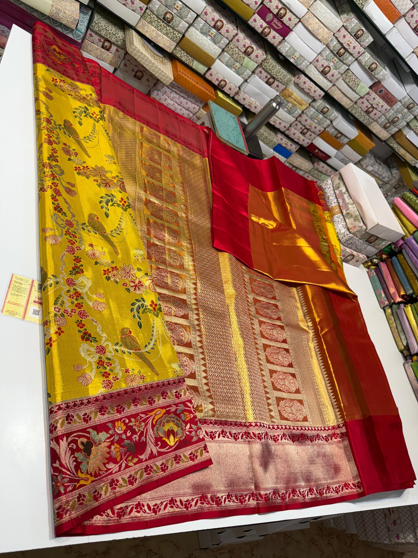 Pure handloom meenakari border silk saree