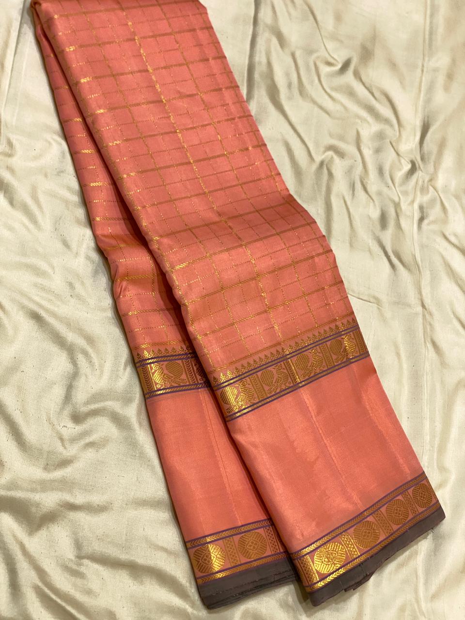 Kattaas 2g zari double border vaira oosi beldari fancy checks