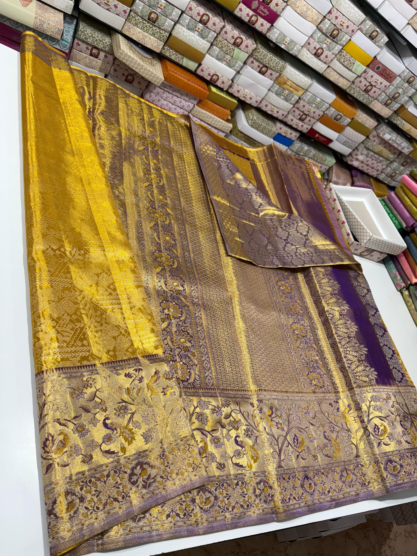 Pure handloom meenakari border silk saree