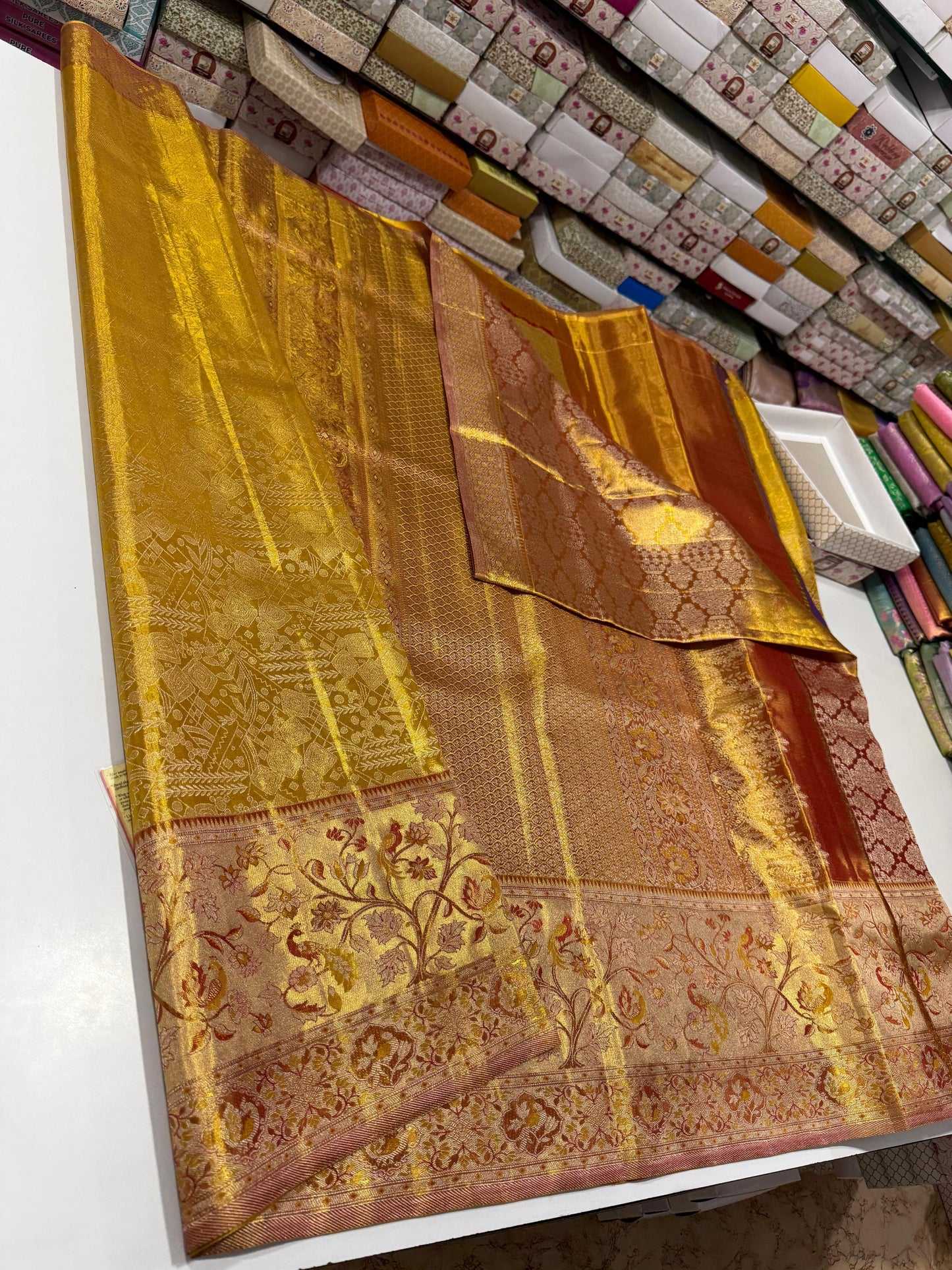 Pure handloom meenakari border silk saree