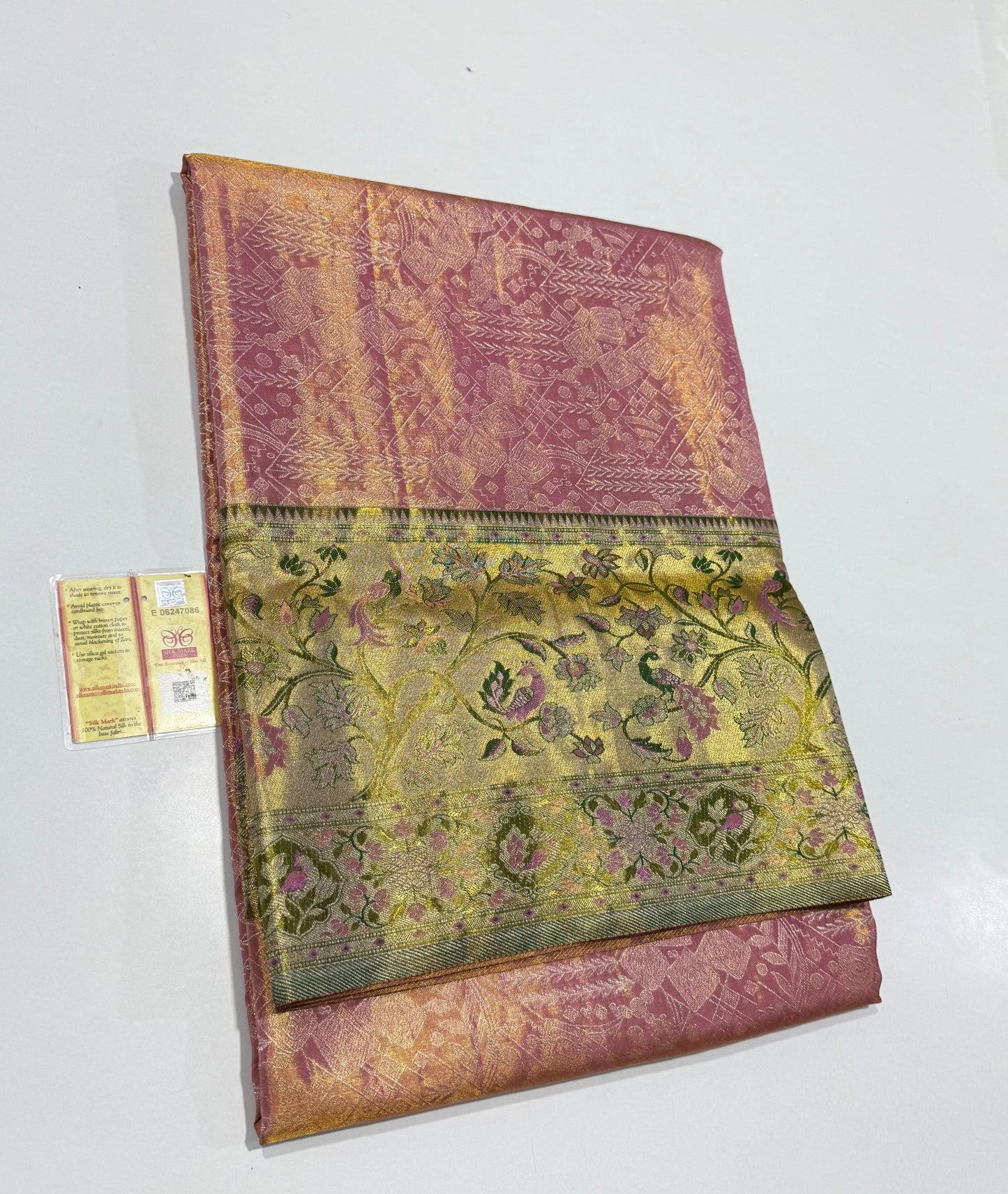 Pure handloom meenakari border silk saree