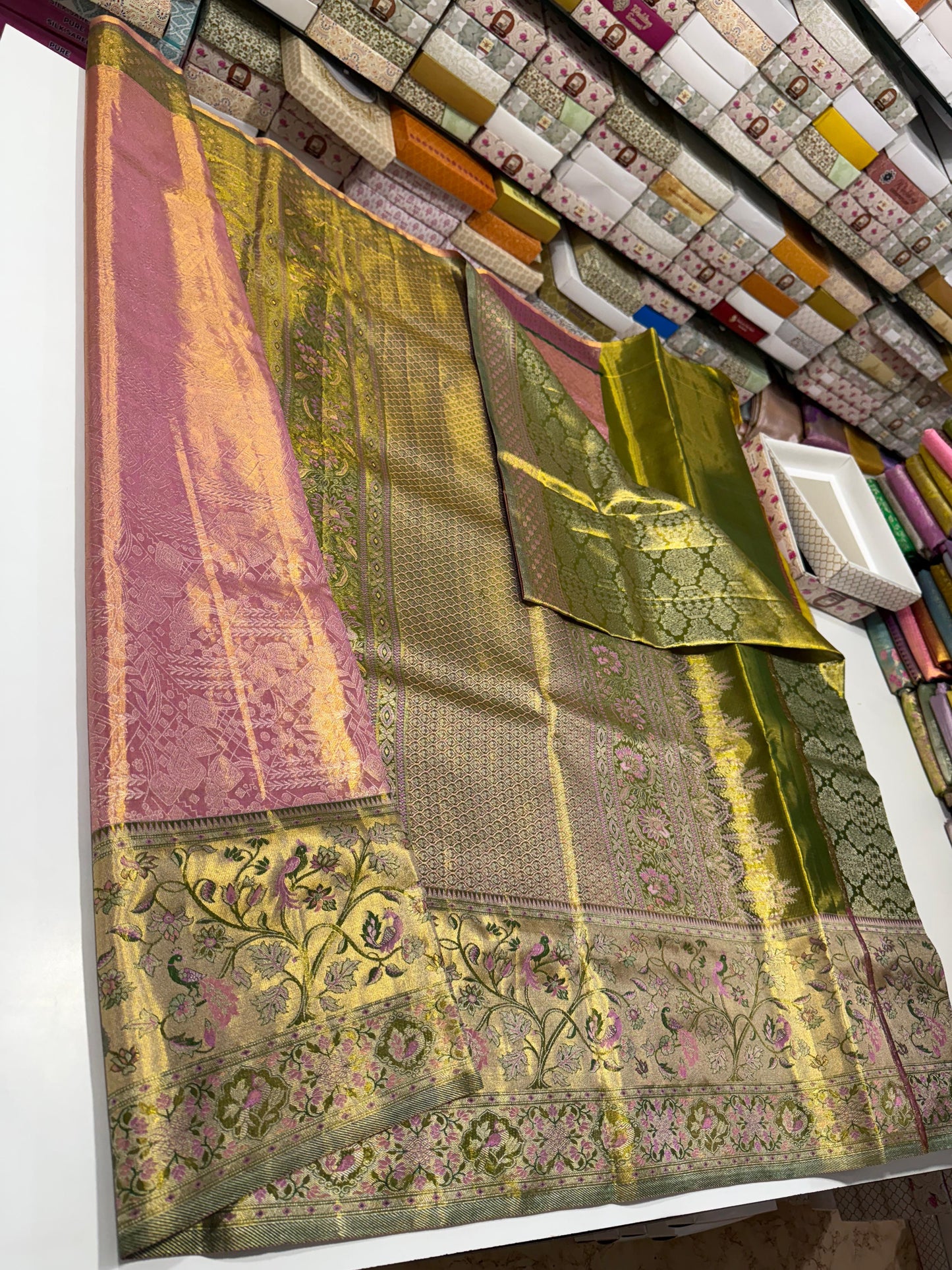 Pure handloom meenakari border silk saree