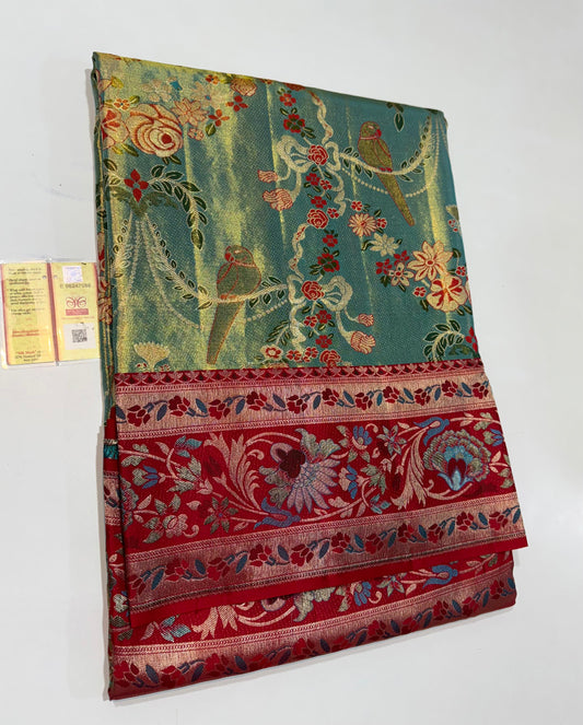 Pure handloom meenakari border  silk saree