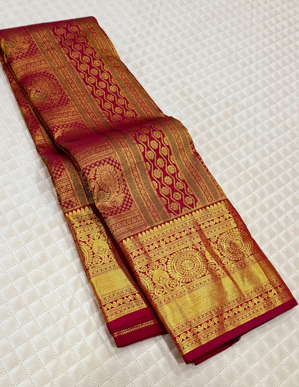 Kattaas Kanchipuram 100% Pure Handwoven 2G Premium Quality Bridal Silk Sarees
