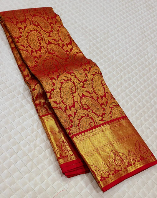 Kattaas Kanchipuram 100% Pure Handwoven 2G Premium Quality Bridal Silk Sarees