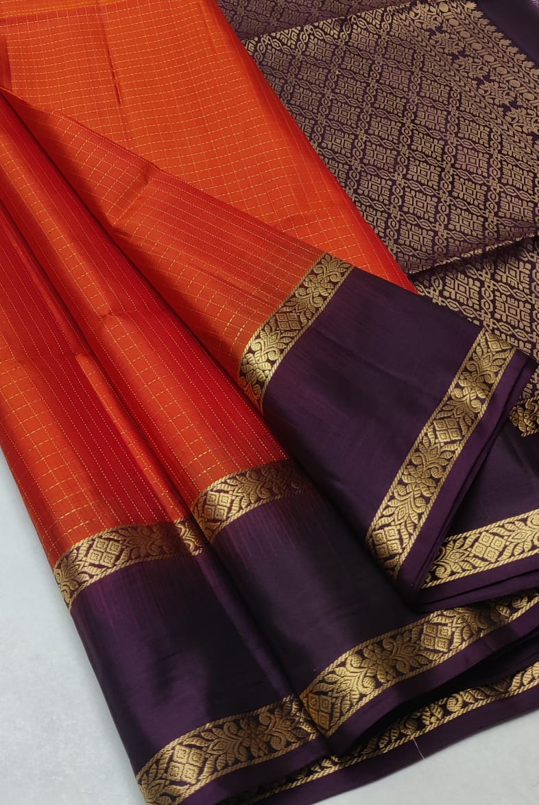 Kattaas Traditional Zari checks with retta pet border