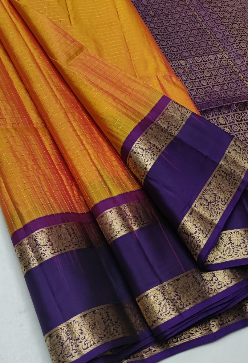 Kattaas Traditional Zari checks with retta pet border