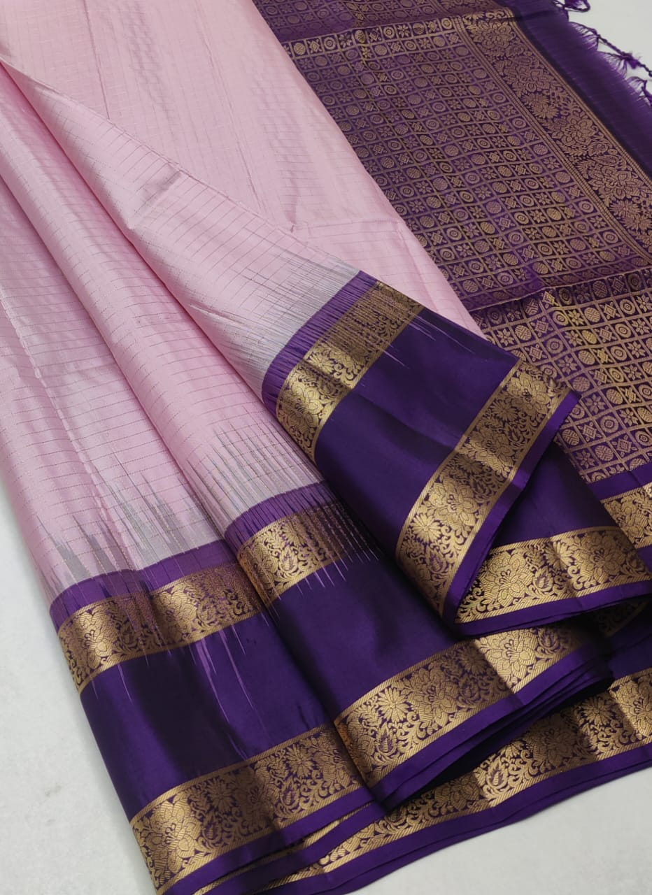Kattaas Traditional Zari checks with retta pet border