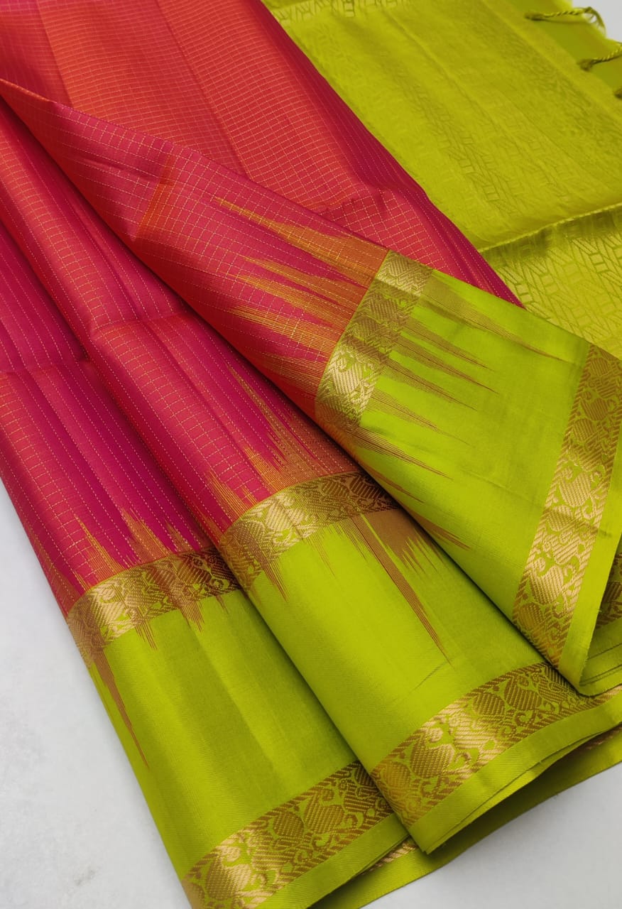 Kattaas Traditional Zari checks with retta pet border