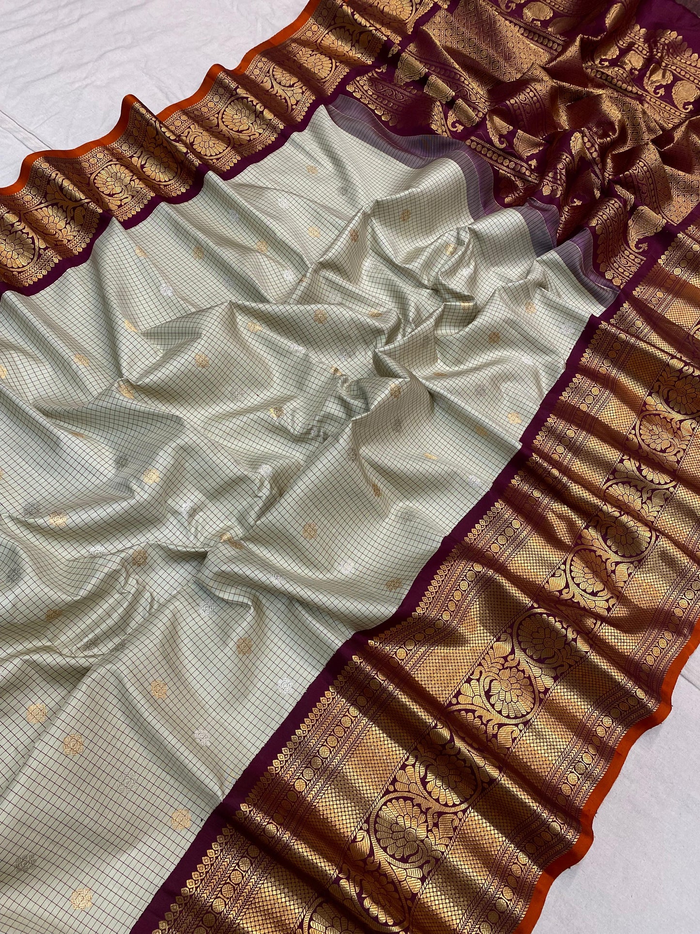 KATTAAS PURE GADWAL HANDLOOM KANCHI KURRU BORDER SAREES TOP QUALITY WITH CONTRUST BLOWSE