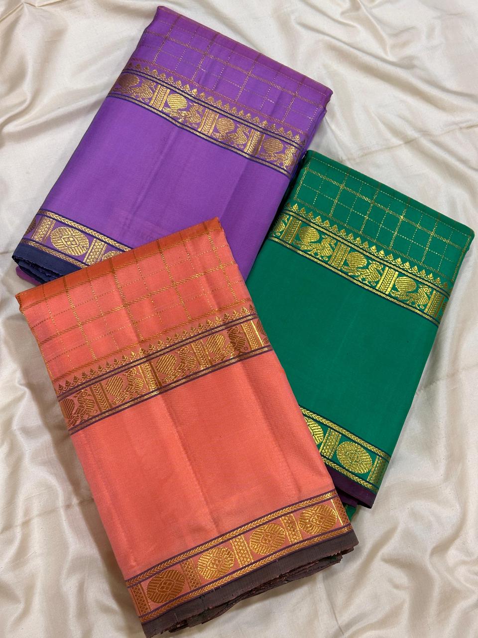 Kattaas 2g zari double border vaira oosi beldari fancy checks