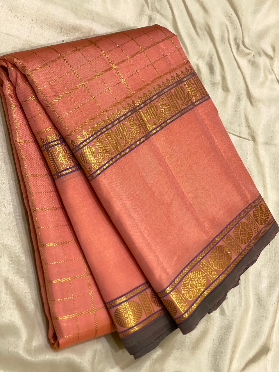 Kattaas 2g zari double border vaira oosi beldari fancy checks