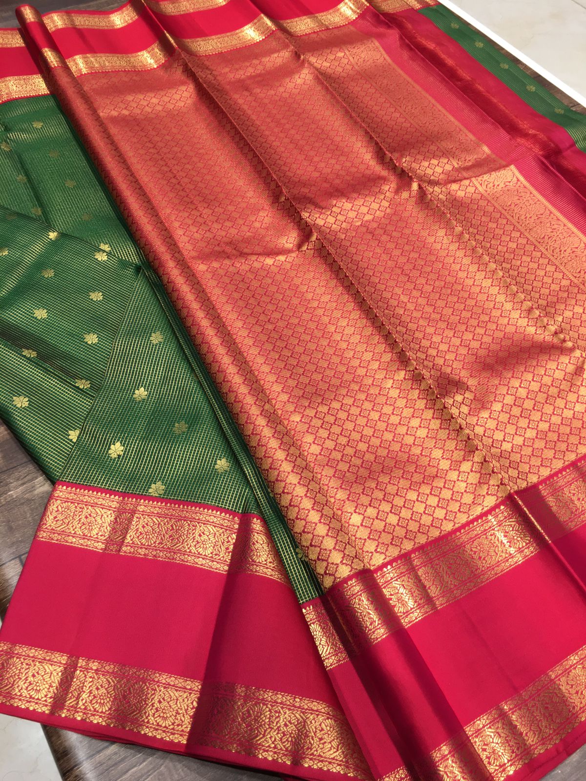 KATTAAS KANCHIPURAM HANDLOOM SILK SAREES WITH RICH PALLU WITH BLOUSE