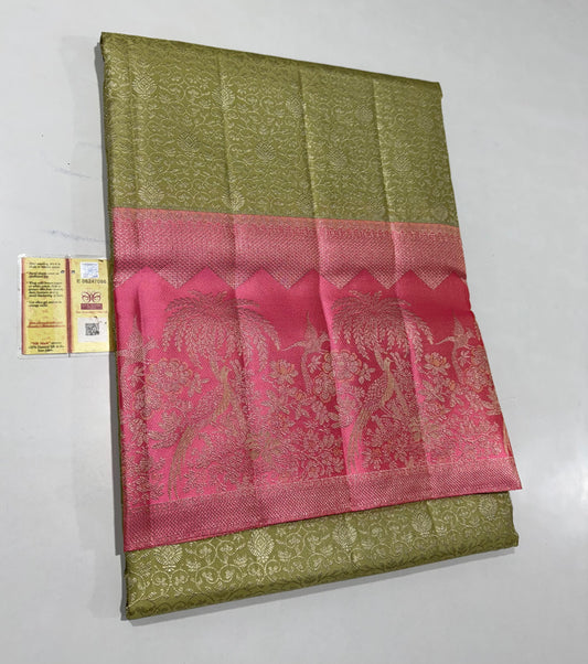 Pure handloom meenakari border silk saree